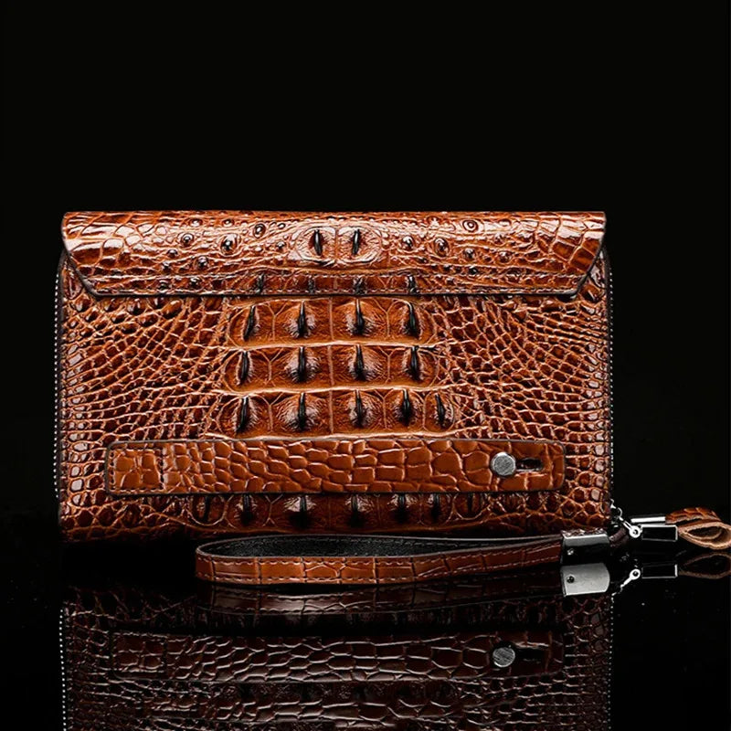Bolso De Mano Para Hombre Con Diseño De Animales De Negocios Con Correa Para La Muñeca, Bolsos Grandes De Cuero PU Para Hombre, Billeteras, Tarjetero